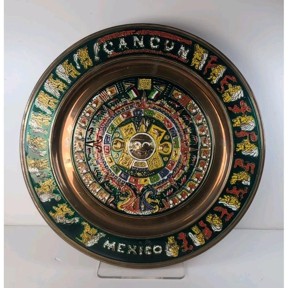 Handcrafted Cancun Mexico Enameled Aztec 11
